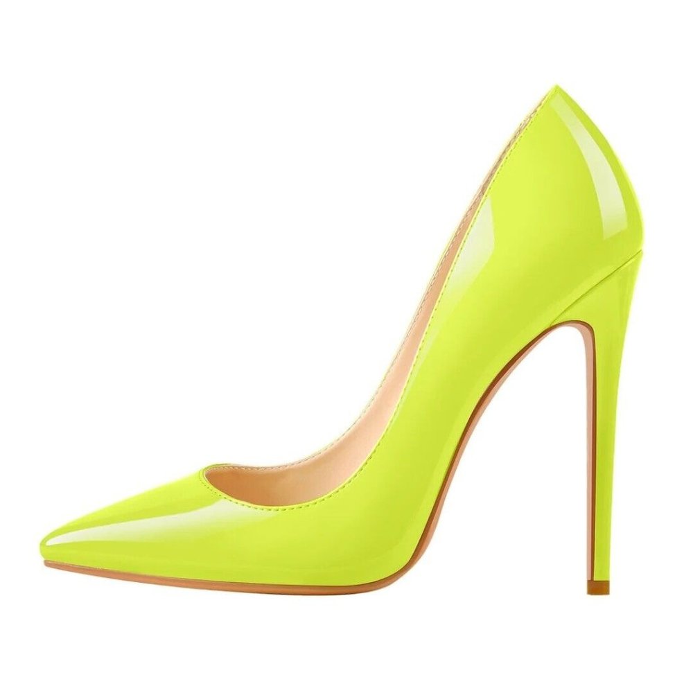 OnlyMaker Classic Pumps Sz 5 Yellow Pointed Toe High Heel Stiletto Slip Dress